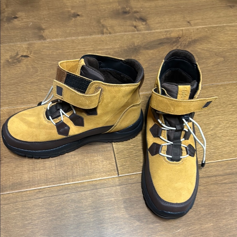 Tan and Brown High-Top Sneakers